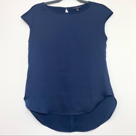 Banana Republic BLACK high low sleeveless blouse back button detailing size M - Picture 5 of 8